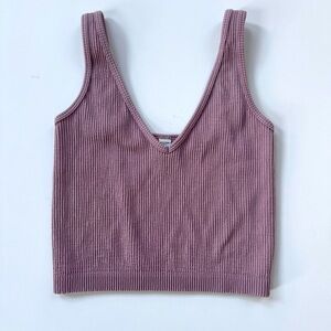 Arizona Jean Co SEAMLESS RIBBED FABRIC V-NECK TANK Medium Purple Gray